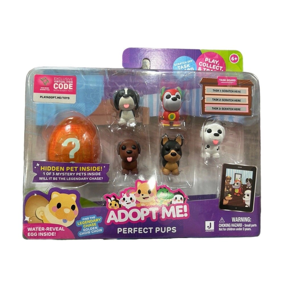 Adopt Me Perfect Pups Figure Set w/ Mystery Egg & Code Jazwares New Sealed